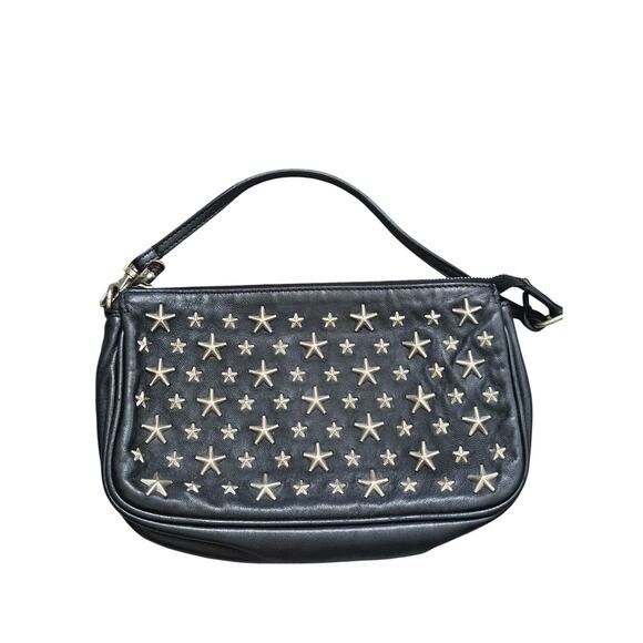 Authentic Jimmy Choo Black Leather Star Studded Small Bag Purse - Picture 3 of 15